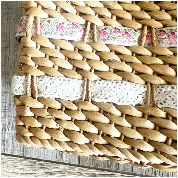 Roxy straw purse Woven 8x8x4 basket Bag Boho Hippie Cali Vibes Beach Vintage 90s - Picture 4 of 12